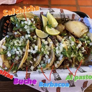 the names of the tacos