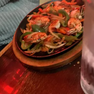 Shrimp fajitas also well balanced with shrimp and veggies