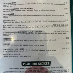 a menu for a mexican restaurant