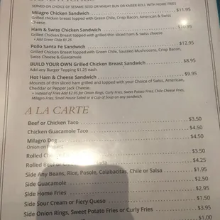 menu