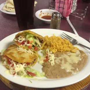 Gorditas with shredded beef and just ignore those beans and rice, please. Not worth the calories.