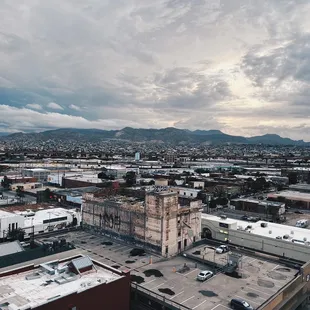 an aerial view of a city