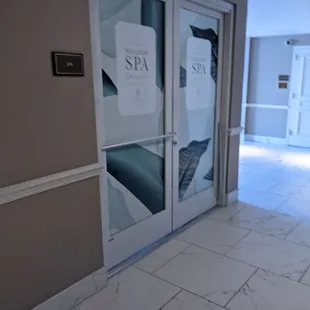the entrance to the spa