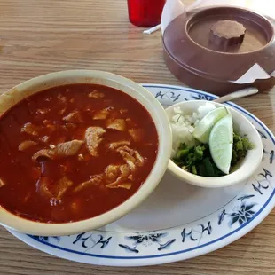 Great Menudo! The way it should look and taste. With home made flour tortillas.