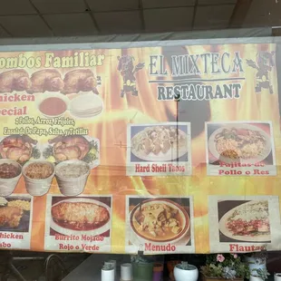 a menu in a window