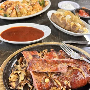 Ribs and shrimp dish