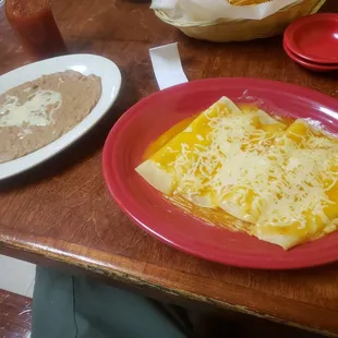 two plates of food on a table
