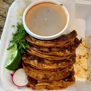 3 Birria Tacos (ToGo) - Good but not great. Beef was very tender and flavorful. Need crispier tortillas though.
