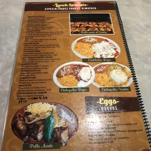 Back of menu
