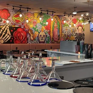 Bar and mural.