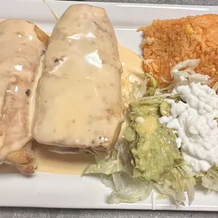 Chimichanga filled with ground beef.