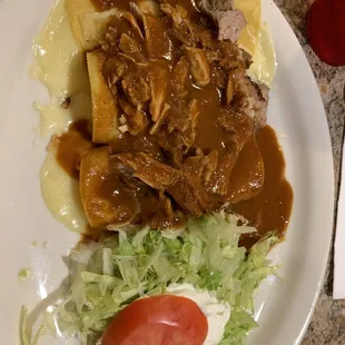 Enchiladas rancheros with pork