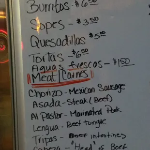 Menu and Prices at El Molcajete