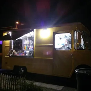 a food truck at night