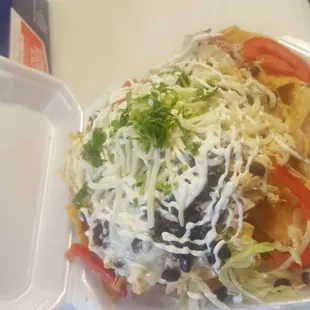 Nacho salad, comes with all the goodies.