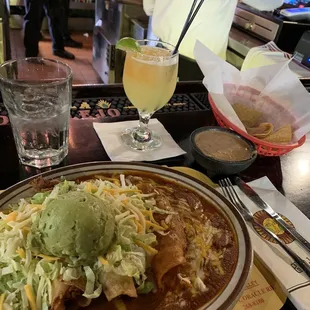 Number 4 combo plate and Hornitos margarita.
