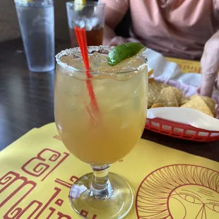 a very strong, very sweet drink that is supposed to be a margarita. omg.