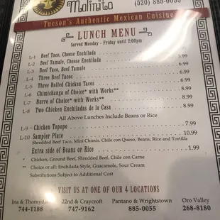 Great lunch specials m-f until 2