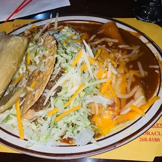 Taco, Enchilada, Tamale, Beans