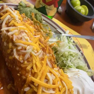 Shredded beef chimichanga with the works