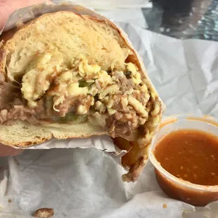The #7. Half a machaca jalapeño torta