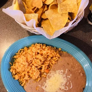 Chips, rice and beans