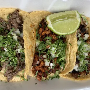 Tacos: carne asada, spicy chicken and carnitas. Best in Philly.