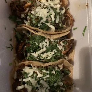 Tacos with mole chicken