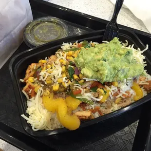 Bowl with chicken n carnitas
