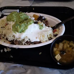 Carne asada bowl better than Chipotle! Plus they have a great citrus salsa.