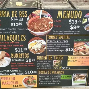 The bulk of the menu.