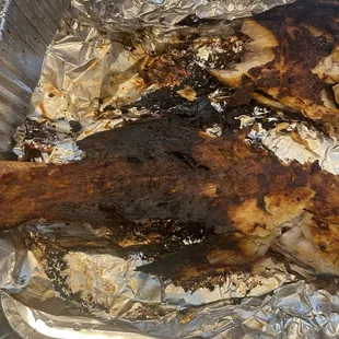 a close up of a cooked fish