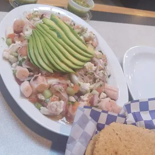 Mixto Ceviche con Pulpo. You can bury me in that serrano salsa (at the back). We ended up needing 7 of those cupfuls. Soooooooo good.