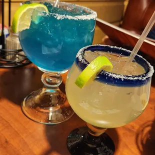 two margaritas on a table
