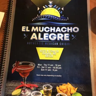 Menu cover