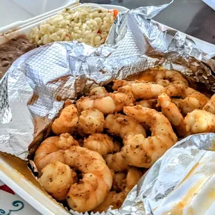 Shrimp Mojo de Ajo (Garlic Shrimp ) Takeout huge portion!