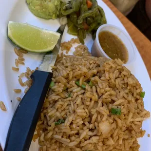 Rice &amp; nopales that came with the parrillada