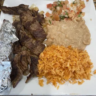 Carde asada beans &amp; rice