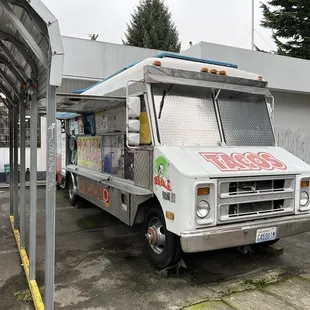 a food truck parked in a parking lot