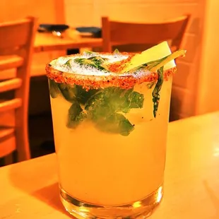 MEZCALIÑA UNION MEZCAL, MUDDLED SERRANOS, BASIL, AGAVE NECTAR, FRESH-SQUEEZED LIME JUICE, PINEAPPLE JUICE