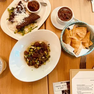 Gluten-free Empanadas, Ahi Tuna Ceviche, Chips and Salsa
