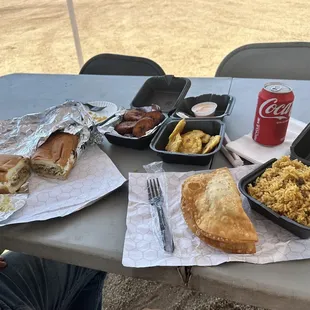 a table full of food