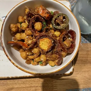 Fried chickpeas with Serrano &amp; Fresno  peppers &amp; lemon rind...