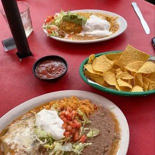 Enchiladas and chimichanga