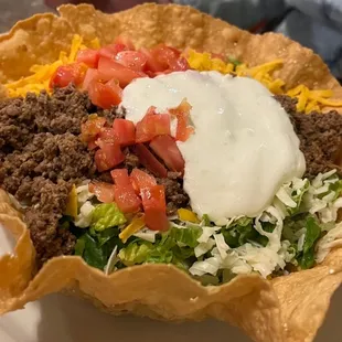 Taco Salad with ground beef is huge