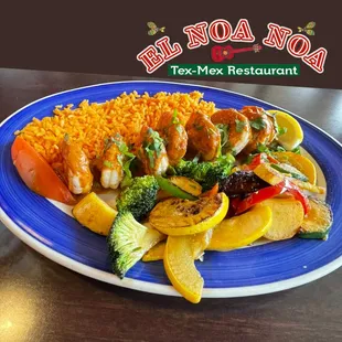 Marcial Platter Grilled Shrimp topped with A La Diabla Sauce