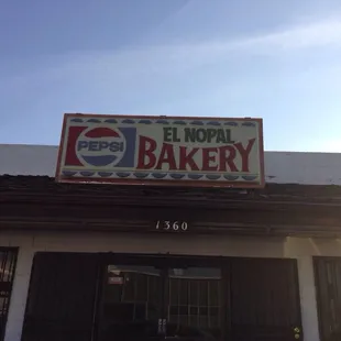 The simple sign outside the bakery