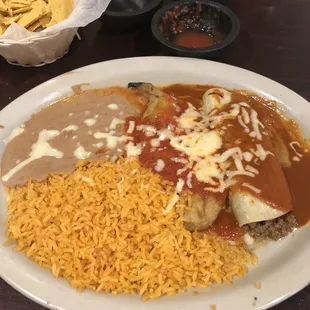 Enchilada with a chilie relleno