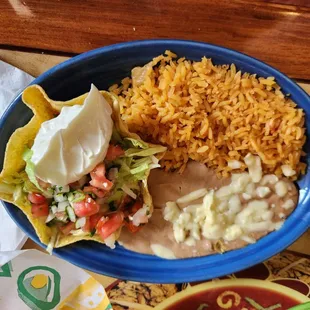 Rice, beans and salad with my fajita lunch