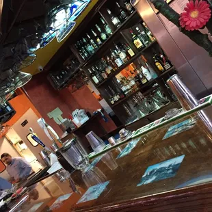the bar area of a mexican restaurant